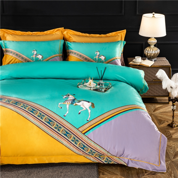 91家纺网 家纺一手货源 找家纺 宜家坊 2023新款高克重高奢云丝绒系列四件套 雅典-兰