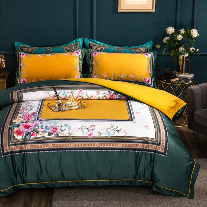 91家纺网 家纺一手货源 找家纺 宜家坊 2023新款高克重高奢云丝绒系列四件套 祖玛珑-绿