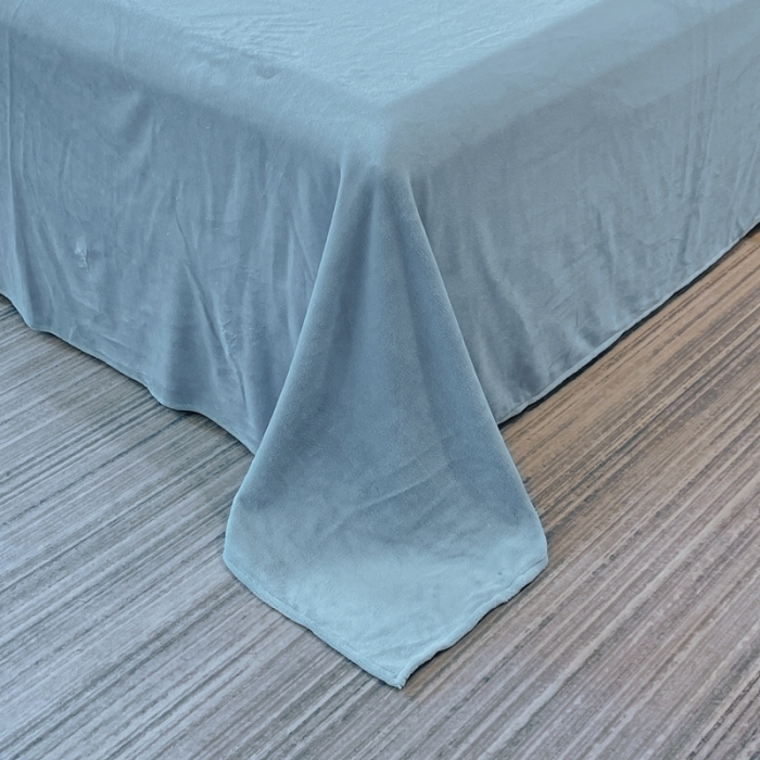 91家纺网 家纺一手货源 找家纺 2023新款韩版水溶花边牛奶绒四件套--安娜系列 安娜-天空蓝