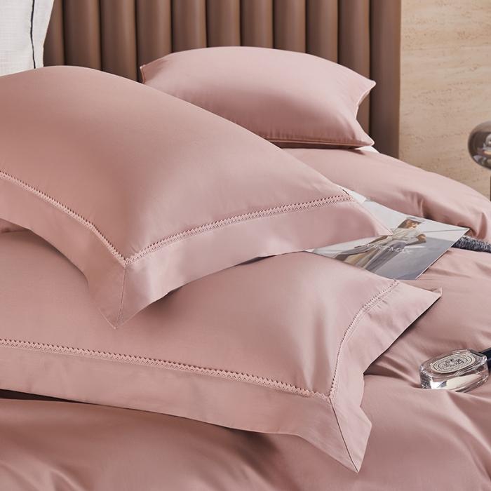 91家纺网 家纺一手货源 找家纺 50支50S纯色长绒棉四件套可选七件套可定制直播爆款 喜悦