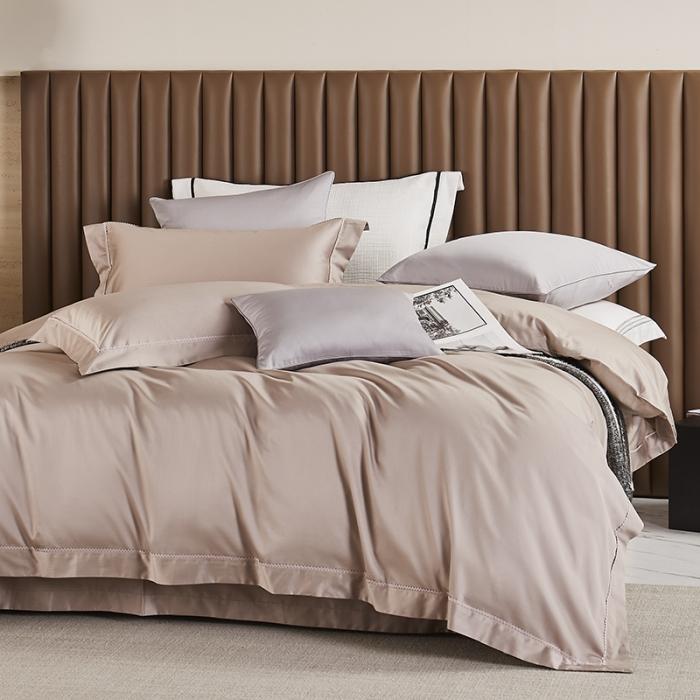 91家纺网 家纺一手货源 找家纺 50支50S纯色长绒棉四件套可选七件套可定制直播爆款 优雅