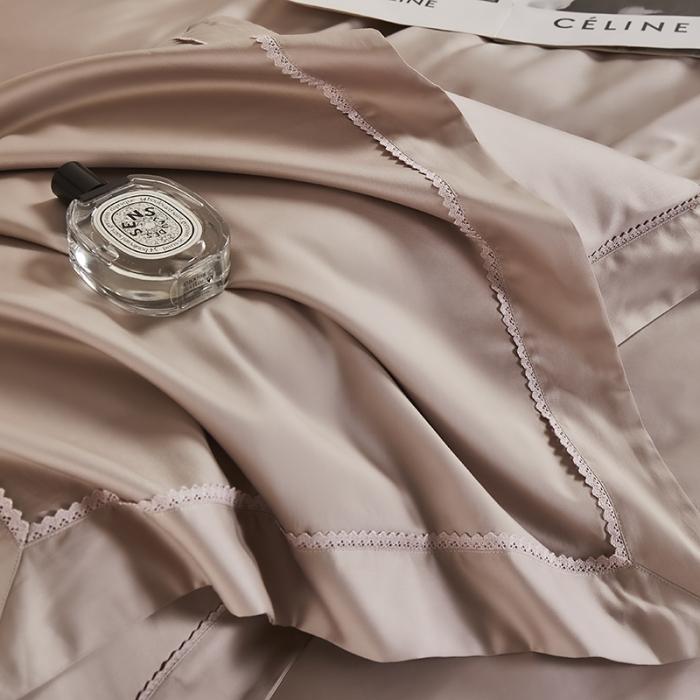 91家纺网 家纺一手货源 找家纺 50支50S纯色长绒棉四件套可选七件套可定制直播爆款 优雅