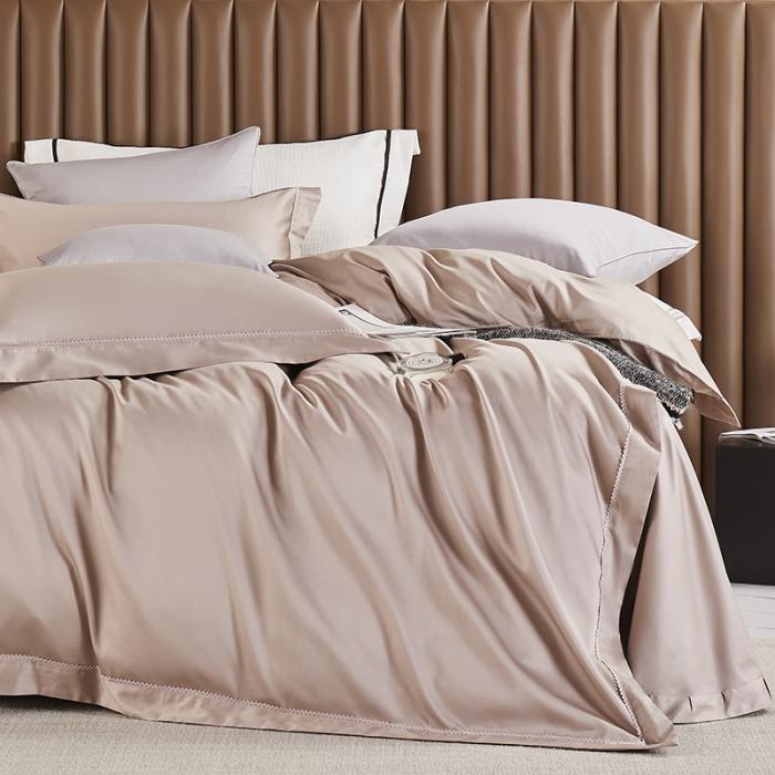 91家纺网 家纺一手货源 找家纺 50支50S纯色长绒棉四件套可选七件套可定制直播爆款 优雅