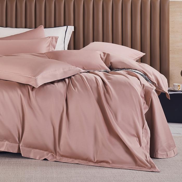 91家纺网 家纺一手货源 找家纺 50支50S纯色长绒棉四件套可选七件套可定制直播爆款 喜悦