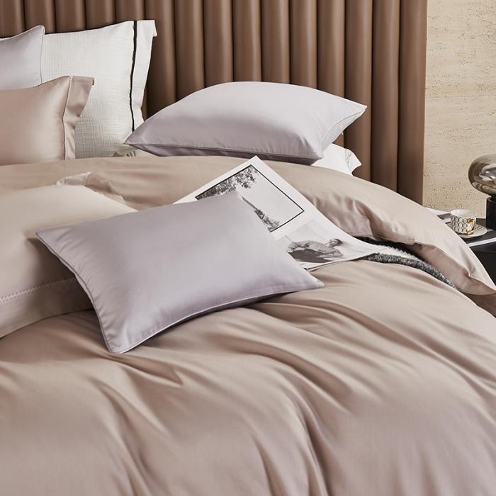 91家纺网 家纺一手货源 找家纺 50支50S纯色长绒棉四件套可选七件套可定制直播爆款 优雅