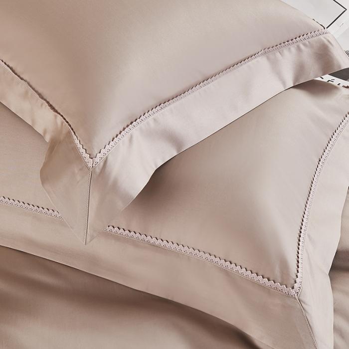 91家纺网 家纺一手货源 找家纺 50支50S纯色长绒棉四件套可选七件套可定制直播爆款 优雅