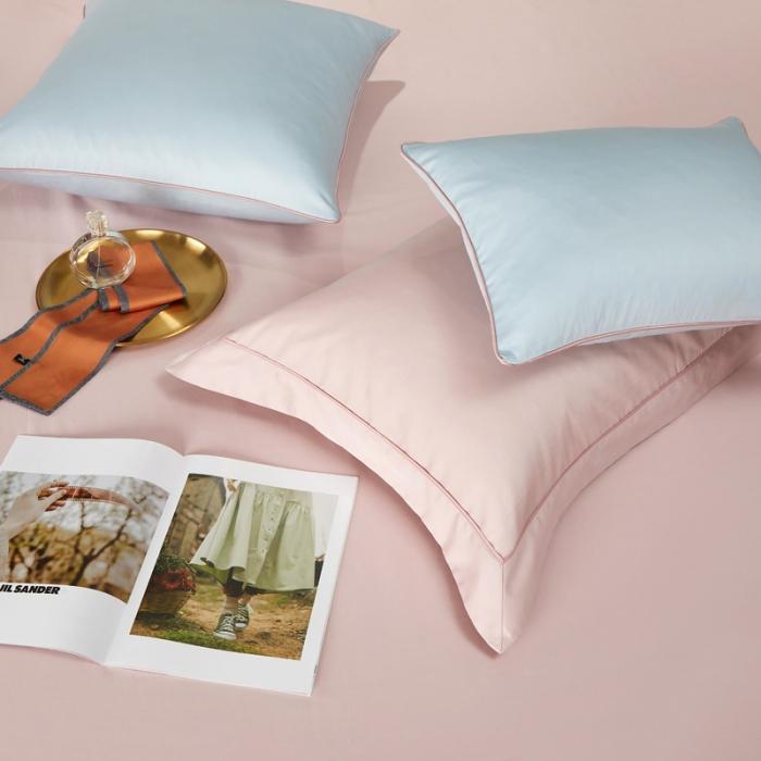 91家纺网 家纺一手货源 找家纺 50支50S纯色长绒棉四件套可选七件套可定制直播爆款 明亮