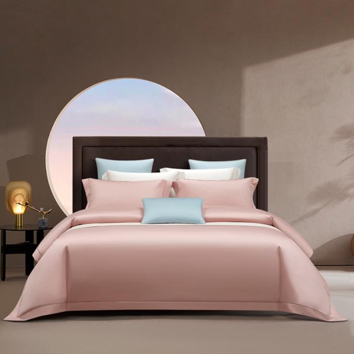 91家纺网 家纺一手货源 找家纺 50支50S纯色长绒棉四件套可选七件套可定制直播爆款 明亮