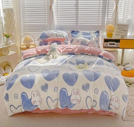 91家纺网 家纺一手货源 找家纺 （总）宜家坊 2023新款高克重立体雪花绒四件套 系列一