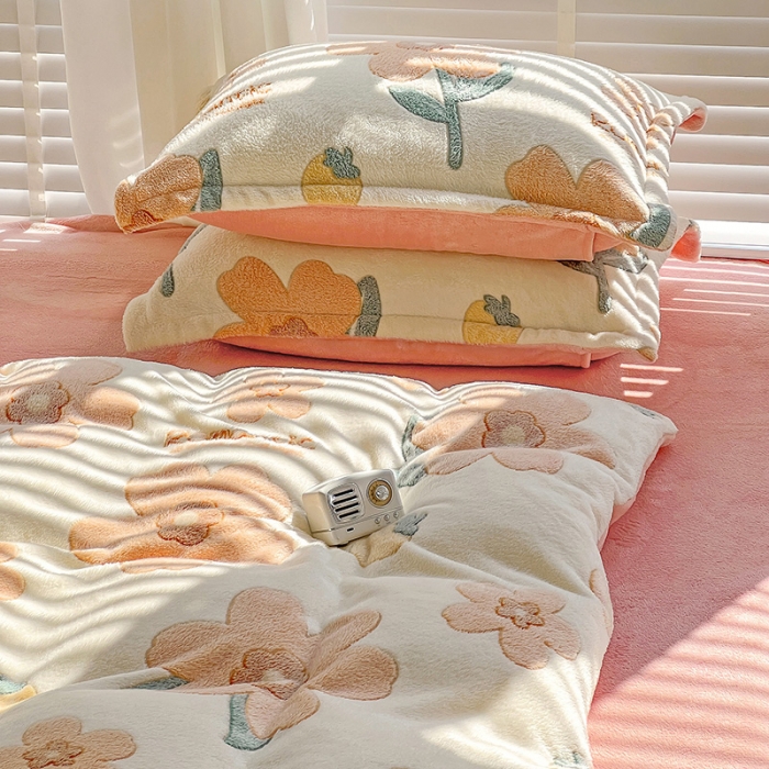 91家纺网 家纺一手货源 找家纺 宜家坊 2023新款高克重立体雪花绒四件套 系列一 繁花