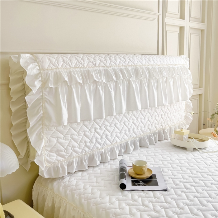 91家纺网 家纺一手货源 找家纺 十个点 2024新款水洗棉磨毛星辰单品套件系列 床头罩 珠光白