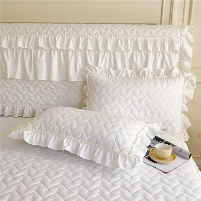 91家纺网 家纺一手货源 找家纺 十个点 2024新款水洗棉磨毛星辰单品套件系列 床头罩 珠光白