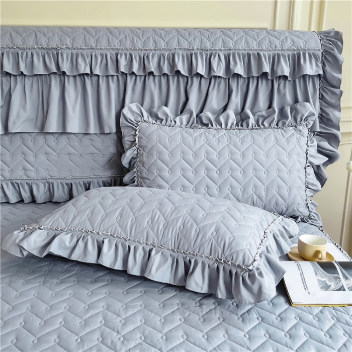 91家纺网 家纺一手货源 找家纺 十个点 2024新款水洗棉磨毛星辰单品套件系列 床头罩 灰色