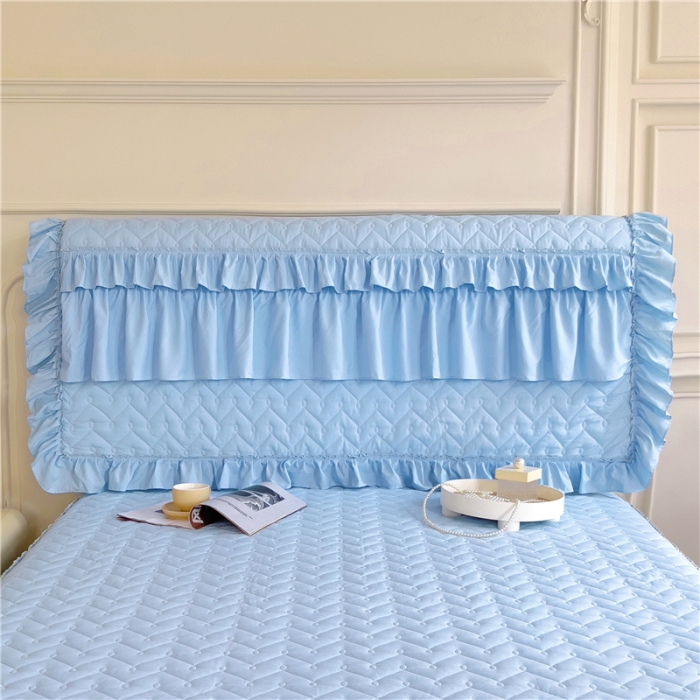 91家纺网 家纺一手货源 找家纺 十个点 2024新款水洗棉磨毛星辰单品套件系列 床头罩 湖蓝