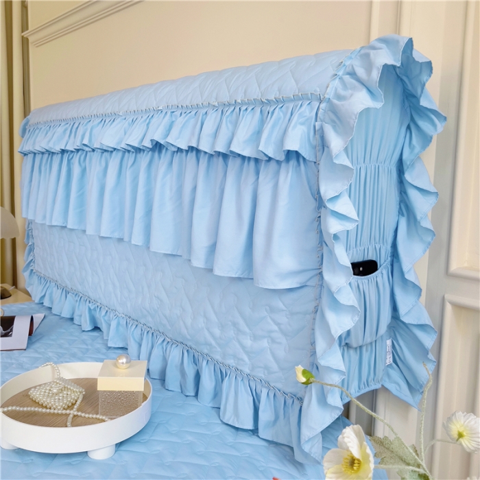 91家纺网 家纺一手货源 找家纺 十个点 2024新款水洗棉磨毛星辰单品套件系列 床头罩 湖蓝