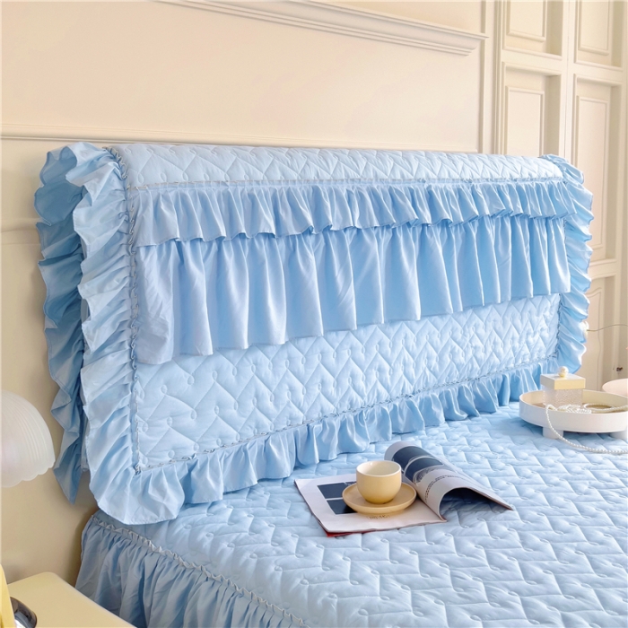 91家纺网 家纺一手货源 找家纺 十个点 2024新款水洗棉磨毛星辰单品套件系列 床头罩 湖蓝