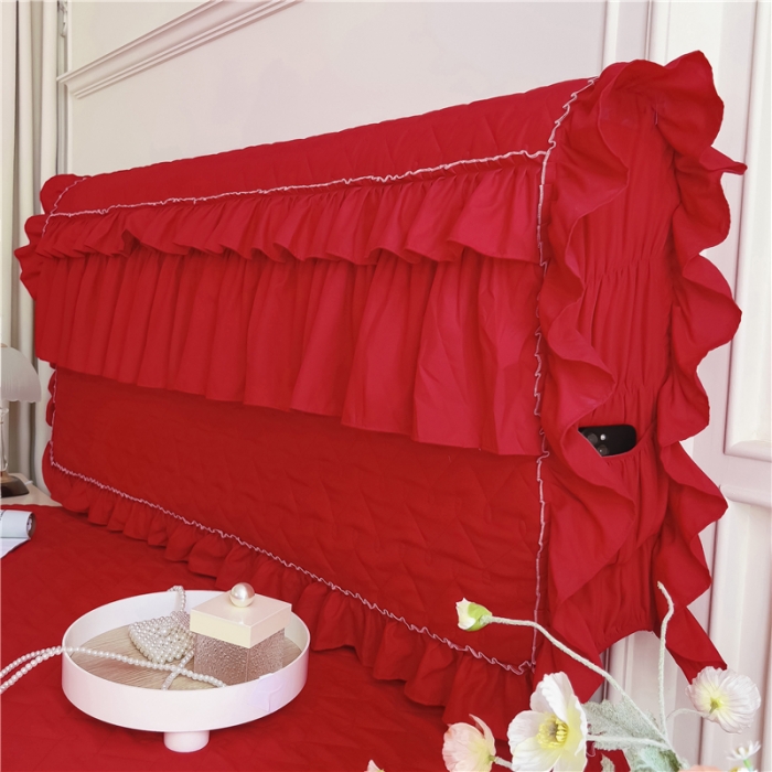 91家纺网 家纺一手货源 找家纺 十个点 2024新款水洗棉磨毛星辰单品套件系列 床头罩 大红