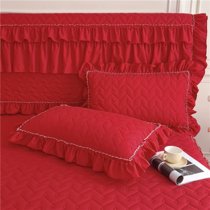 91家纺网 家纺一手货源 找家纺 十个点 2024新款水洗棉磨毛星辰单品套件系列 床头罩 大红