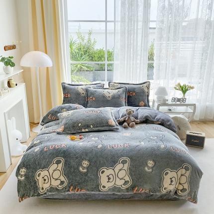 91家纺网 家纺一手货源 找家纺 （总）宜家坊 2023新款高克重立体雪花绒四件套 系列二