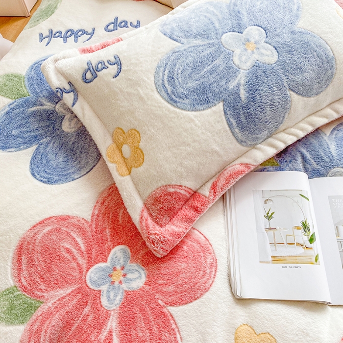 91家纺网 家纺一手货源 找家纺 宜家坊 2023新款高克重立体雪花绒四件套 系列二 缤纷花园