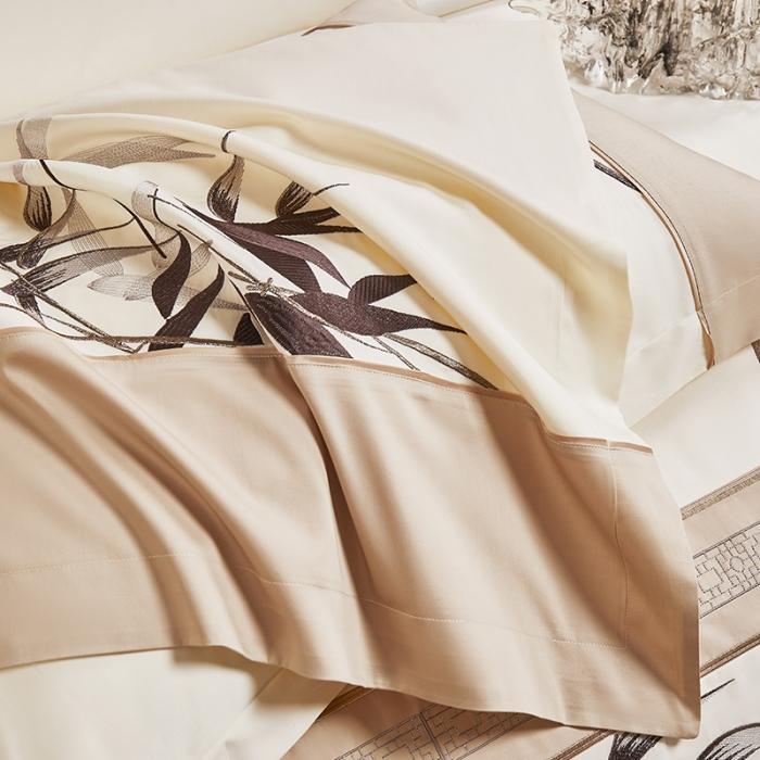 91家纺网 家纺一手货源 找家纺 50S50支澳棉刺绣长绒棉四件套全棉新中式花卉直播爆款线下批发竹报平安