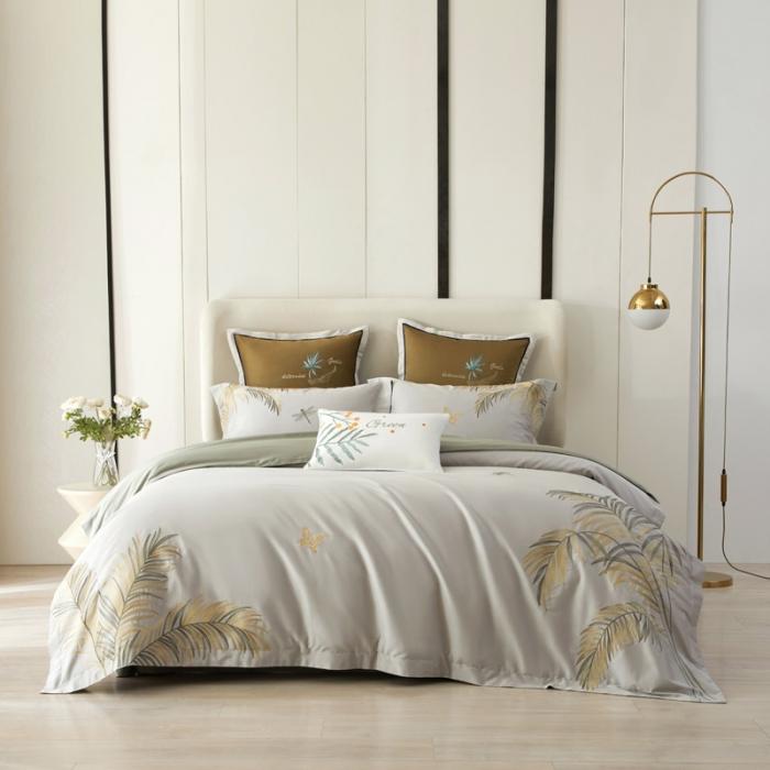 91家纺网 家纺一手货源 找家纺 50S50支澳棉刺绣长绒棉四件套全棉新中式花卉直播爆款线下批发 北国之春