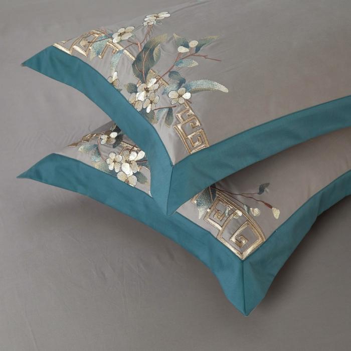 91家纺网 家纺一手货源 找家纺 50S50支澳棉刺绣长绒棉四件套全棉新中式花卉直播爆款线下批发 德丽