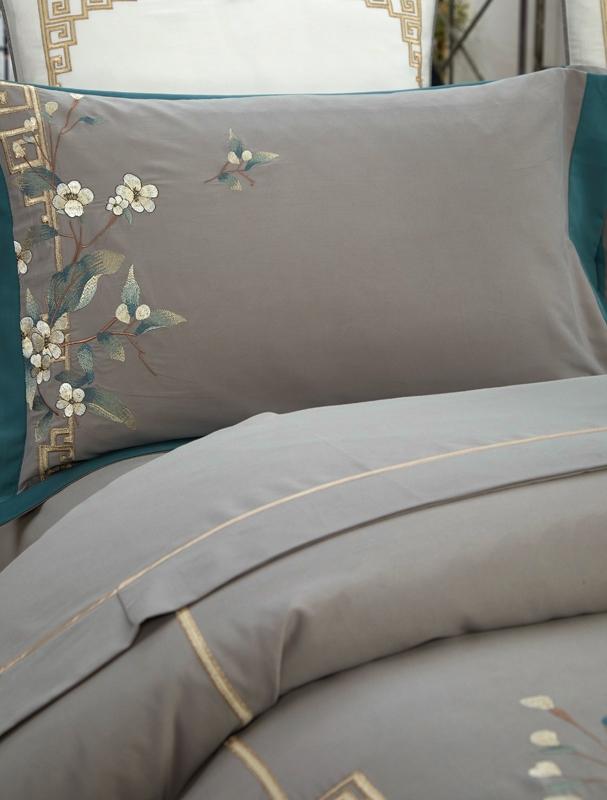 91家纺网 家纺一手货源 找家纺 50S50支澳棉刺绣长绒棉四件套全棉新中式花卉直播爆款线下批发 德丽