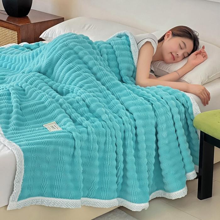 91家纺网 家纺一手货源 找家纺 法澳 2024新款A类仿兔毛绒300克牛奶绒多功能盖毯空调毯毛毯