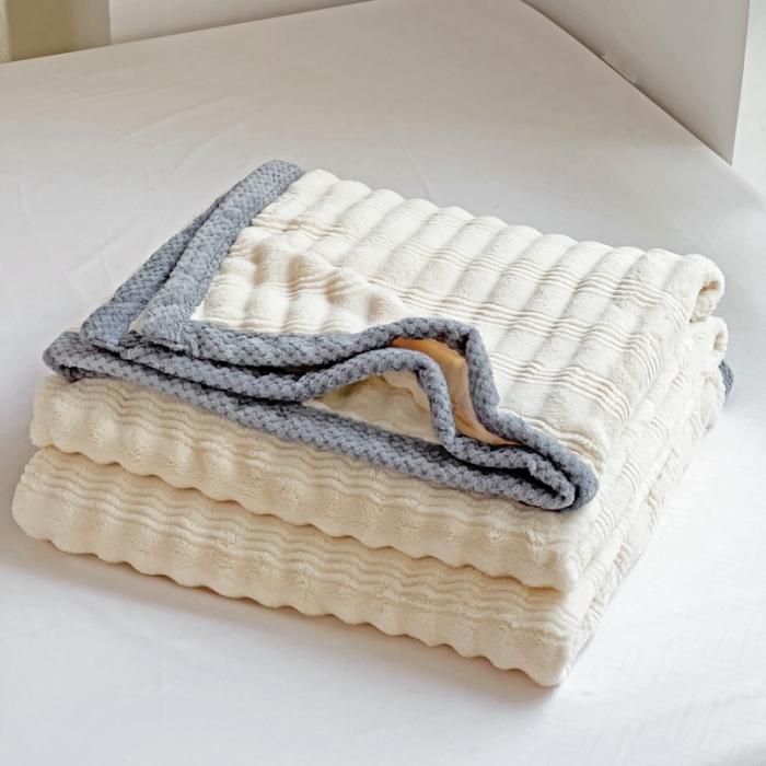 91家纺网 家纺一手货源 找家纺 法澳 2024新款A类仿兔毛绒300克牛奶绒多功能盖毯空调毯毛毯