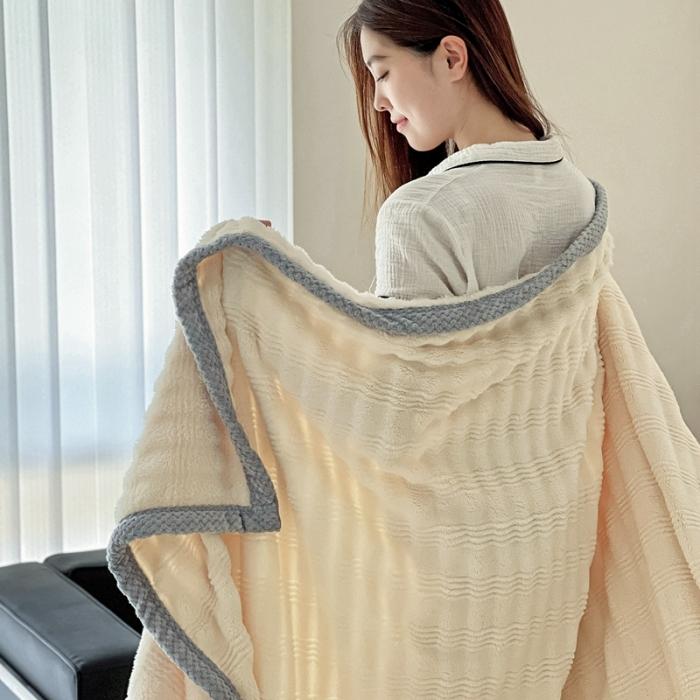 91家纺网 家纺一手货源 找家纺 法澳 2024新款A类仿兔毛绒300克牛奶绒多功能盖毯空调毯毛毯