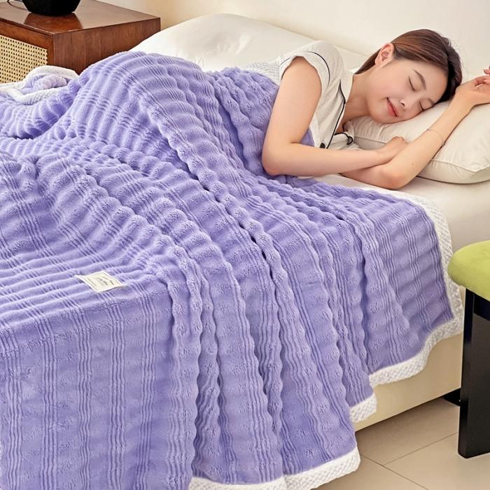 91家纺网 家纺一手货源 找家纺 法澳 2024新款A类仿兔毛绒300克牛奶绒多功能盖毯空调毯毛毯