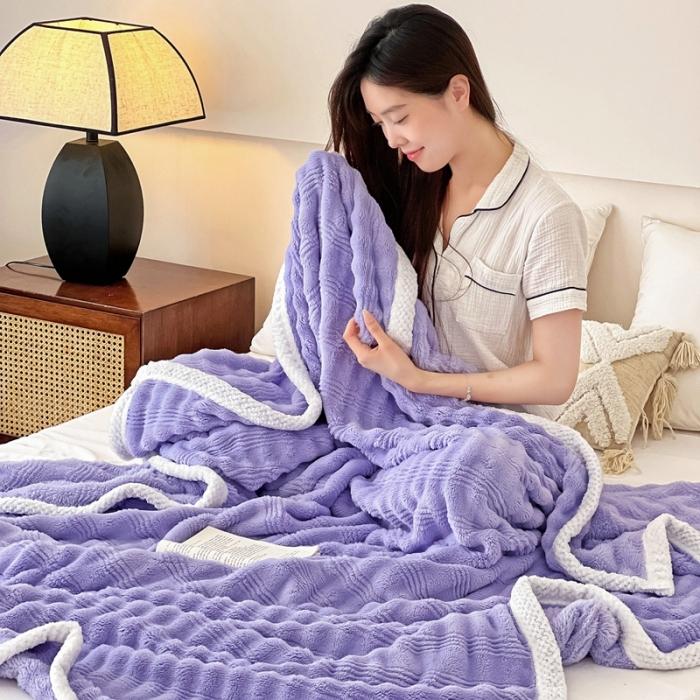 91家纺网 家纺一手货源 找家纺 法澳 2024新款A类仿兔毛绒300克牛奶绒多功能盖毯空调毯毛毯