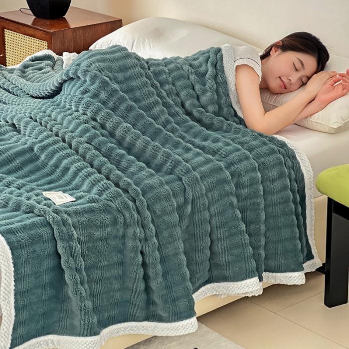 91家纺网 家纺一手货源 找家纺 法澳 2024新款A类仿兔毛绒300克牛奶绒多功能盖毯空调毯毛毯