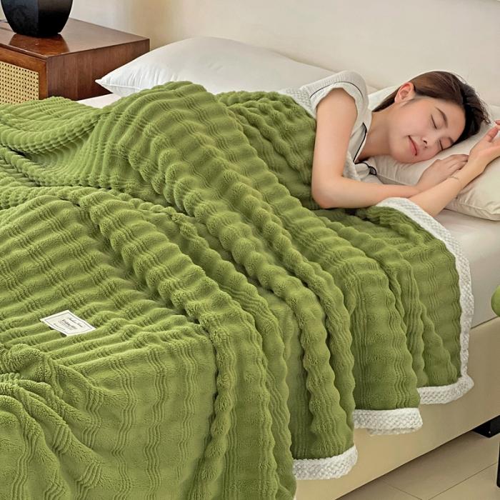 91家纺网 家纺一手货源 找家纺 法澳 2024新款A类仿兔毛绒300克牛奶绒多功能盖毯空调毯毛毯