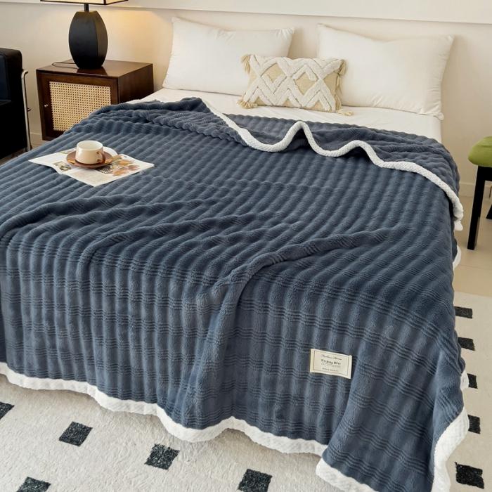 91家纺网 家纺一手货源 找家纺 法澳 2024新款A类仿兔毛绒300克牛奶绒多功能盖毯空调毯毛毯