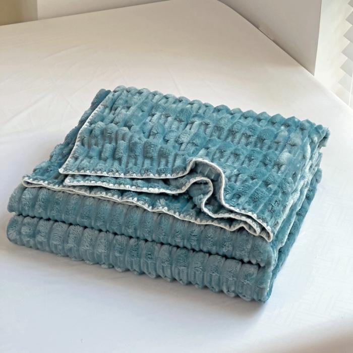 91家纺网 家纺一手货源 找家纺 法澳 2024新款A类仿兔毛绒300克牛奶绒多功能盖毯空调毯毛毯