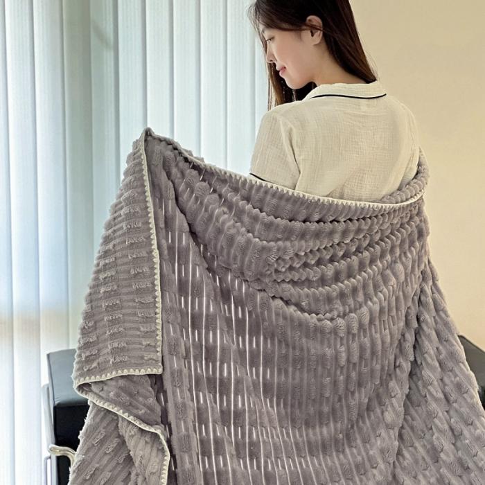 91家纺网 家纺一手货源 找家纺 法澳 2024新款A类仿兔毛绒300克牛奶绒多功能盖毯空调毯毛毯