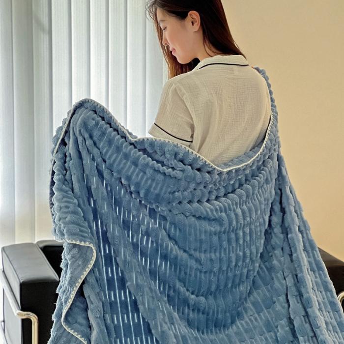 91家纺网 家纺一手货源 找家纺 法澳 2024新款A类仿兔毛绒300克牛奶绒多功能盖毯空调毯毛毯