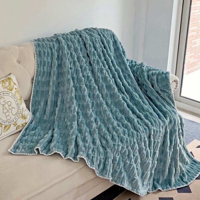 91家纺网 家纺一手货源 找家纺 法澳 2024新款A类仿兔毛绒300克牛奶绒多功能盖毯空调毯毛毯