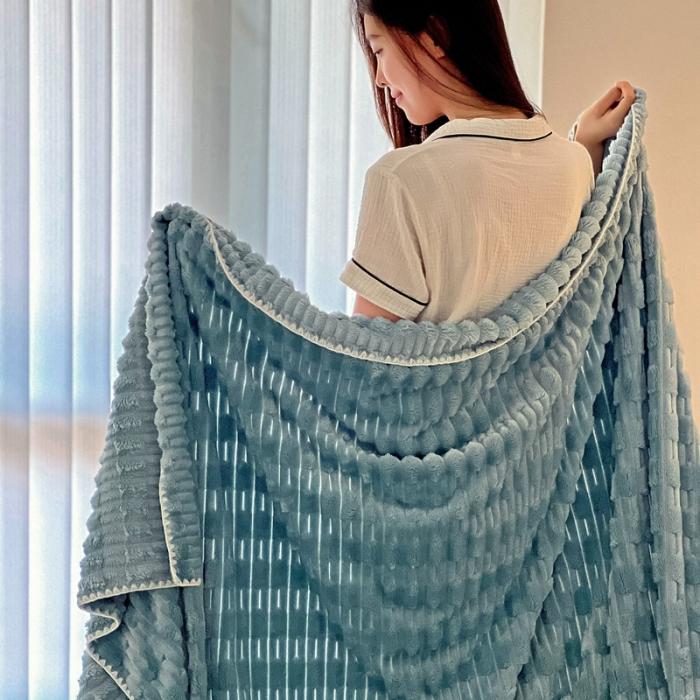 91家纺网 家纺一手货源 找家纺 法澳 2024新款A类仿兔毛绒300克牛奶绒多功能盖毯空调毯毛毯