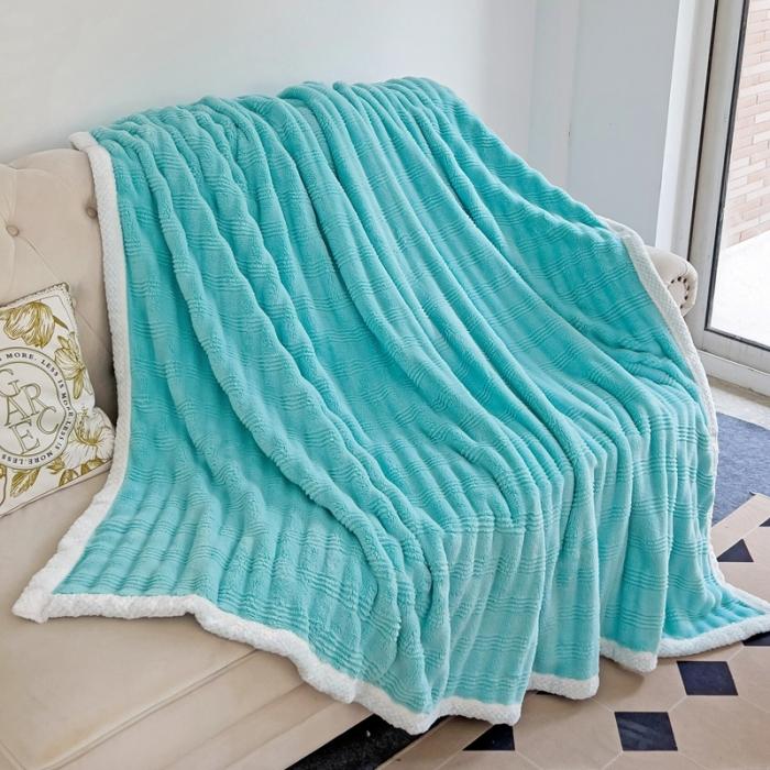 91家纺网 家纺一手货源 找家纺 法澳 2024新款A类仿兔毛绒300克牛奶绒多功能盖毯空调毯毛毯