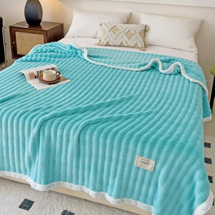 91家纺网 家纺一手货源 找家纺 法澳 2024新款A类仿兔毛绒300克牛奶绒多功能盖毯空调毯毛毯