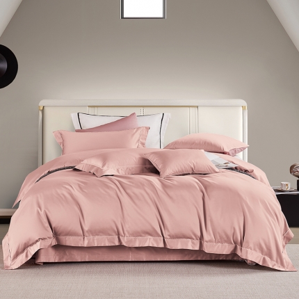 91家纺网 家纺一手货源 找家纺 50支50S纯色长绒棉四件套可选七件套可定制直播爆款