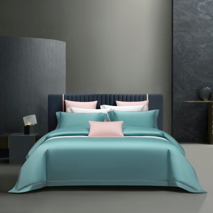 91家纺网 家纺一手货源 找家纺 50支50S纯色长绒棉四件套可选七件套可定制直播爆款