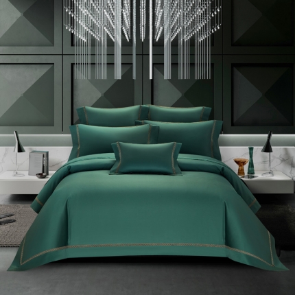 91家纺网 家纺一手货源 找家纺 140支140S全棉纯色四件套镂空款可选多件套可定制 豪庭E