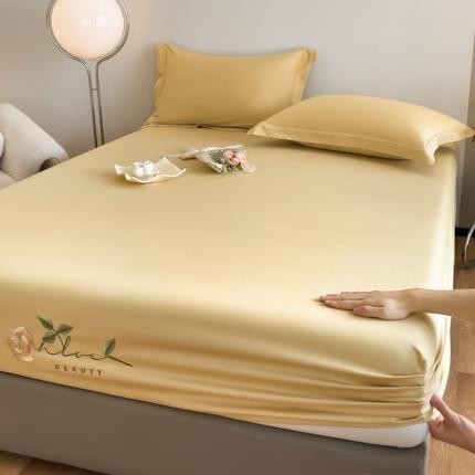 91家纺网 家纺一手货源 找家纺 50支贡缎轻奢刺绣床笠全棉床罩三件套防滑床垫套罩 Laura刺绣-艾绿