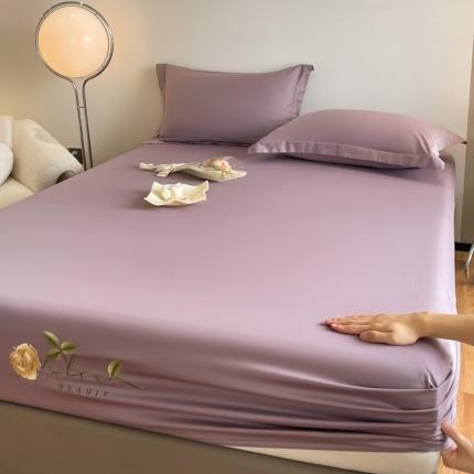 91家纺网 家纺一手货源 找家纺 50支贡缎轻奢刺绣床笠全棉床罩三件套防滑床垫套罩 Laura刺绣-艾绿