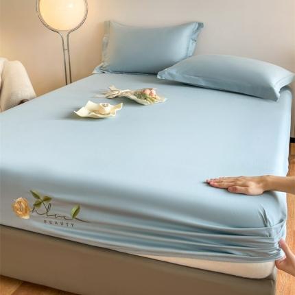 91家纺网 家纺一手货源 找家纺 50支贡缎轻奢刺绣床笠全棉床罩三件套防滑床垫套罩 Laura刺绣-艾绿