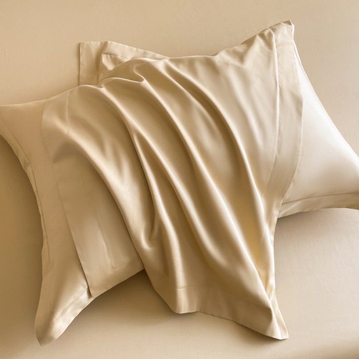 91家纺网 家纺一手货源 找家纺 50支贡缎轻奢刺绣床笠全棉床罩三件套防滑床垫套罩 Laura刺绣-奶茶米